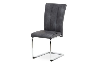 Jídelní židle, šedá vintage ekokůže MAYA, chromovaná pohupová podnož DCH-192 GREY
